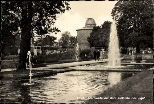 Ak Erfurt in Thüringen, Sternwarte auf dem Gelände der Iga, Wasserspiel