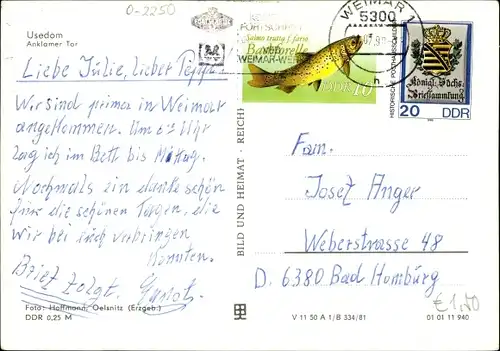 Ak Stadt Usedom, Anklamer Tor