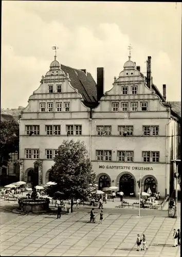 Ak Naumburg an der Saale, HO-Gaststätte Drushba, Außenansicht, Biergarten, Giebelhaus