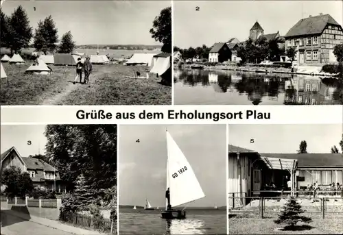 Ak Plau am See Mecklenburg, Zeltplatz Zuruf, Strandstraße, Jugendherberge Walter Husemann