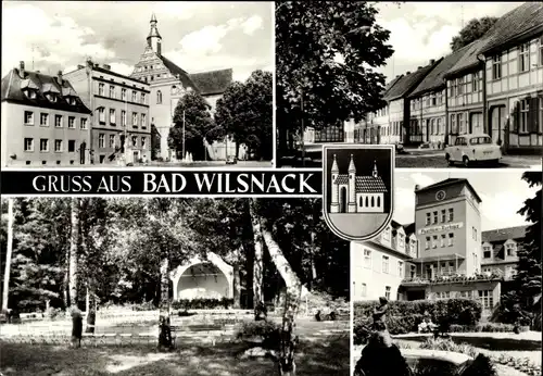 Ak Bad Wilsnack in der Prignitz, Wappen, Puschkin Kurhaus, Garten