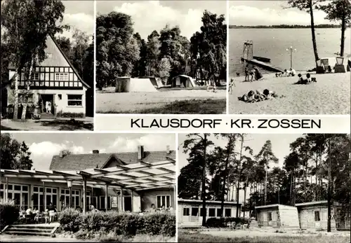 Ak Klausdorf am Mellensee Brandenburg, Strand, Campingplatz, Bungalows, Gaststätte