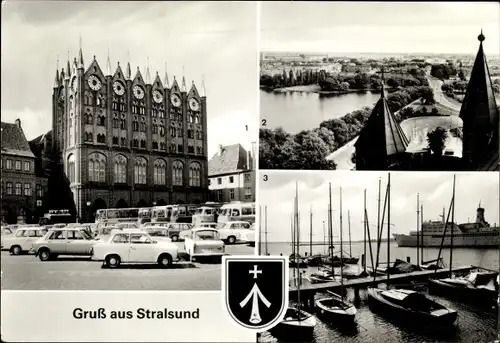 Ak Stralsund in Vorpommern, Rathaus, Frankenvorstadt, Hafen