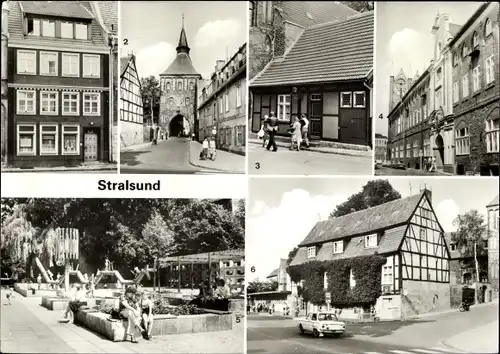 Ak Stralsund, Alter Markt 12, Kütertor, Torschließerhäuschen, Rathaus, Jugendherberge Grete Walter