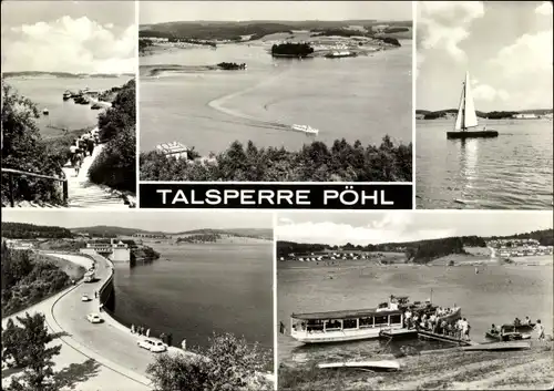 Ak Pöhl Vogtland, Talsperre, Ausflugsschiff, Segelboot