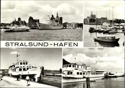 Ak Stralsund in Vorpommern, Hafen, Schiffe