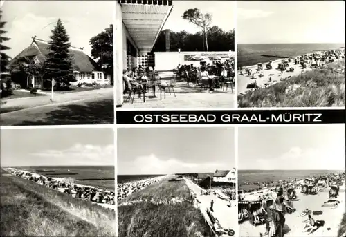 Ak Ostseebad Graal Müritz, Strand, Reetdachhaus, Terrasse Broiler Gaststätte