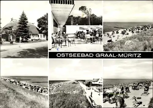 Ak Ostseebad Graal Müritz, Strand, Terrasse Broiler Gaststätte, Reetdachhaus