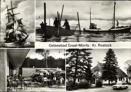 Ak Ostseebad Graal Müritz, Segelschulschiff Wilhelm Pieck, Am Bodden, Broiler-Gaststätte