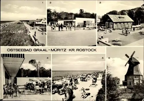 Ak Ostseebad Graal Müritz, Strandpromenade, Broiler-Gaststätte, Milchbar Seestern, Windmühle