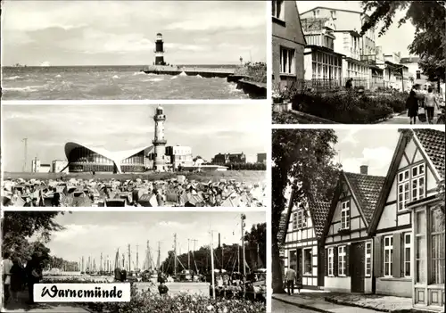Ak Ostseebad Warnemünde Rostock, Mole, Konsum Gaststätte Teepott, Leuchtturm, Alter Strom