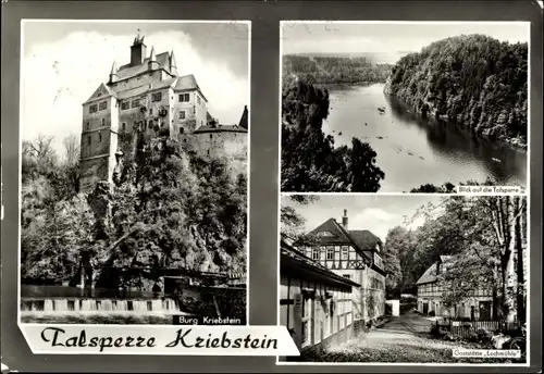 Ak Kriebstein in Sachsen, Burg Kriebstein, Talsperre, Gaststätte Lochmühle