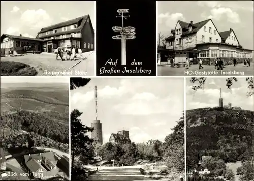 Ak Brotterode in Thüringen, Großer Inselsberg, Berggasthof Stöhr, Blick vom Turm, HO Gaststätte