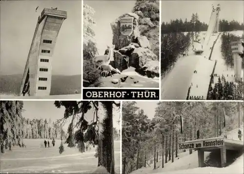 Ak Oberhof im Thüringer Wald, Sprungschanze am Rennsteig, Winter