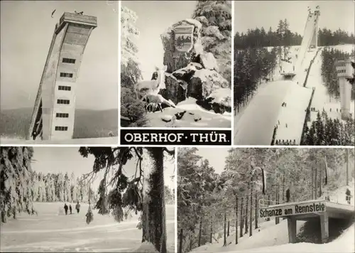 Ak Oberhof im Thüringer Wald, Sprungschanze am Rennsteig, Winter