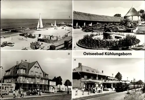 Ak Ostseebad Kühlungsborn, Konzertgarten Ost, Maxim-Gorki-Straße, Molli, Bahnhof Ost