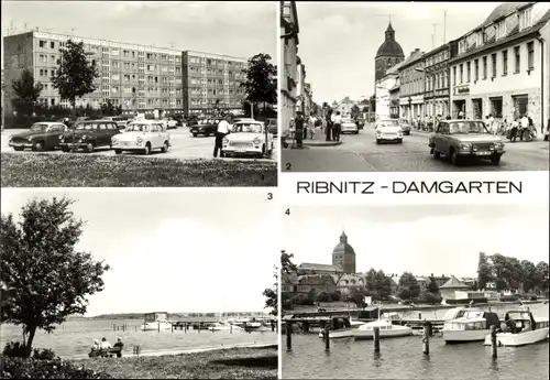 Ak Ribnitz Damgarten, G.-A. Demmler Straße, Karl Marx Straße, Seglerhafen am Bodden