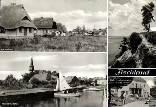 Ak Ostseebad Ahrenshoop Fischland, Dierhagen, FDGB Erholungsheim E. M. Arndt, Wustrow Hafen