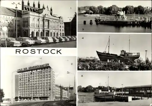 Ak Hansestadt Rostock, Ernst-Thälmann-Straße, Haus der Gewerkschaft am Hermann-Duncker-Platz