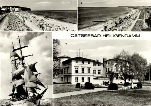 Ak Seebad Heiligendamm Bad Doberan, Strand, Segelschulschiff Wilhelm Pieck, Sanatorium