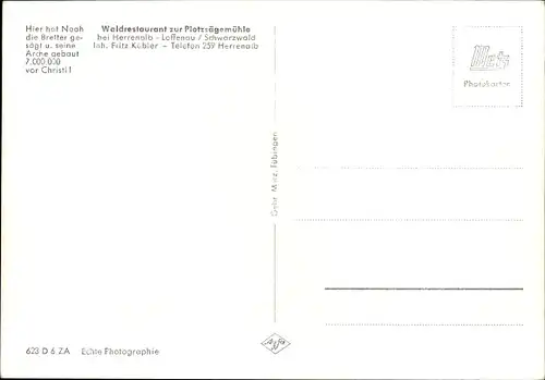 Ak Loffenau im Schwarzwald, Waldrestaurant zur Platzsägermühle