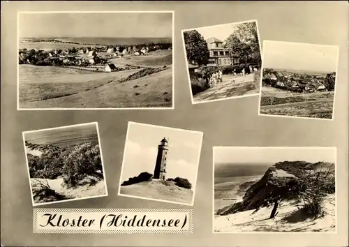 Ak Kloster Insel Hiddensee in der Ostsee, Leuchtturm, Strand, Ortsansicht