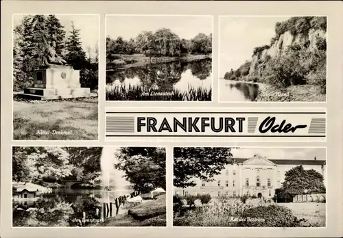 Ak Frankfurt an der Oder, Kleist Denkmal, Lienauteich, Lennépark, Rat des Bezirkes