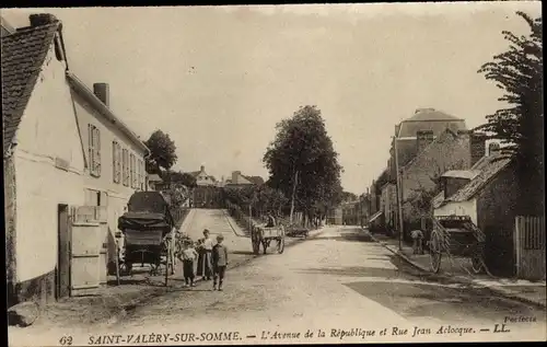 Ak Saint Valery sur Somme, L'Avenue de la Republique, Rue Jean Aclocque