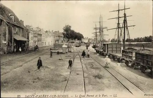 Ak Saint Valéry sur Somme, Le Quai Perret, Le Port