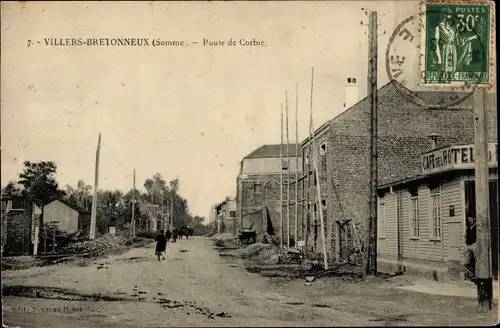 Ak Villers Bretonneux Somme, Route de Corbie