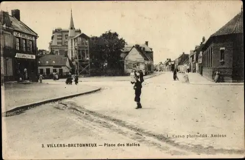 Ak Villers Bretonneux Somme, Place des Halles