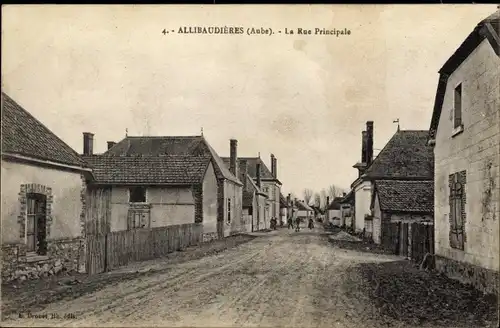 Ak Allibaudières Aube, Rue Principale