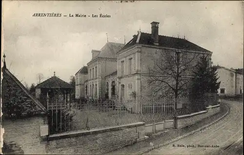 Ak Arrentières Aube, Rathaus, Schulen