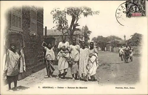 Ak Dakar Senegal, Rückkehr vom Markt, Kinder, Gruppenporträt