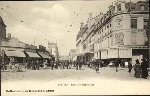 Ak Troyes Aube, Rue de la Republique, Geschäftshäuser