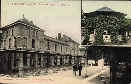 Ak Bourbonne les Bains Haute Marne, Das Casino, Musikkiosk