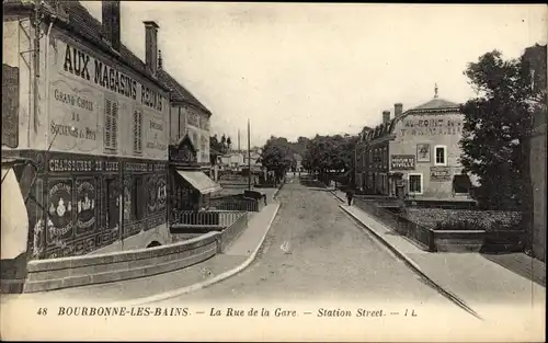 Ak Bourbonne les Bains Haute Marne, Rue de la Gare