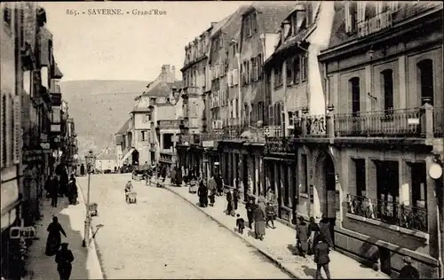 Ak Saverne Zabern Elsass Bas Rhin, Grand'Rue, Straßenpartie