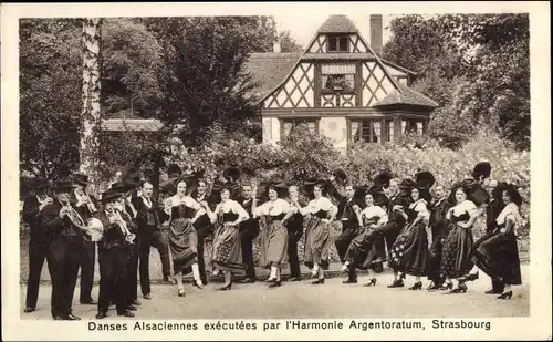 Ak Straßburg Straßburg Elsass Bas Rhin, Elsässische Tänze aufgeführt von der Argentoratum Harmony