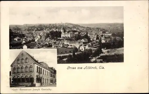 Ak Altkirch Elsass Haut Rhin, Teilansicht, Café Restaurant Joseph Goetschy