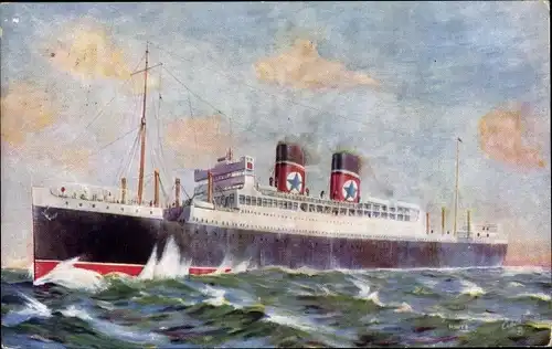 Künstler Ak Dampfer TSS Andalucia Star, Blue Star Line