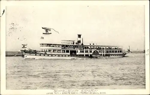 Ak Schnellschiff Bismarck, Köln Düsseldorfer Rheindampfschifffahrt
