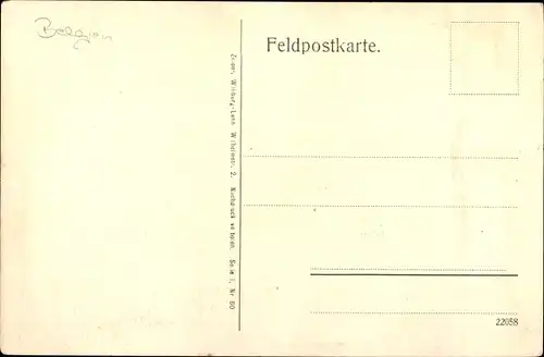 Ak Pelikan Langemark Poelkapelle Westflandern, zerstört durch engl. und franz. Geschützfeuer