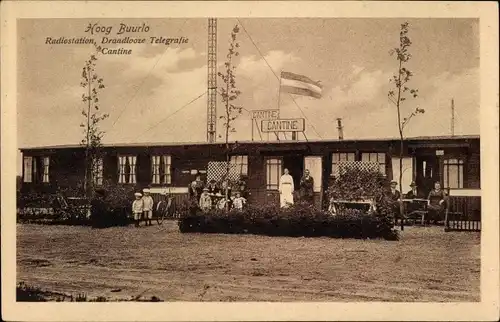 Ak Hoog Buurlo Gelderland, Radiostation, Draadlooze Telegrafie Cantine