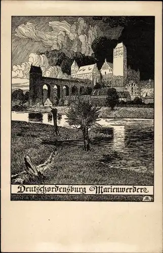 Künstler Ak Thiele, W., Kwidzyn Marienwerder Westpreußen, Deutschordensburg