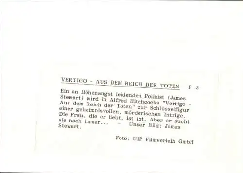 Foto Filmszene Vertigo-Aus dem Reich der Toten, USA 1958, Szene mit James Stewart