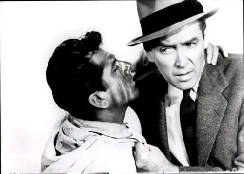 Foto Filmszene Der Mann, der zuviel wußte, USA 1956, Szene mit James Stewart und Daniel Gelin