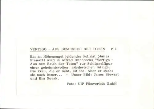 Pressefoto Filmszene, Vertigo  Aus dem Reich der Toten, James Stewart