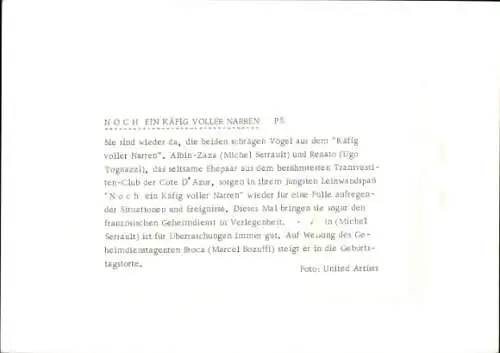 Pressefoto Filmszene, Noch ein Käfig voller Narren, Marcel Bozuffi