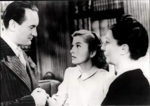 Pressefoto Filmszene, Rebecca, Joan Fontaine, George Sanders